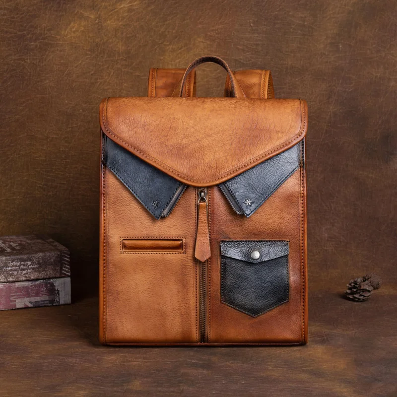 

Genuine Leather Women Backpack Vintage Handmade Cowhide Ladies Travel Bag Creative Backpacks For School Teenagers Girls