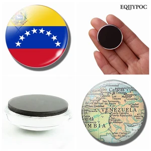 Bolivarian Republic of Venezuela Flag Map 30 MM Fridge Stickers Magnet Home Decor Glass Cabochon Decoration Refrigerator Gift