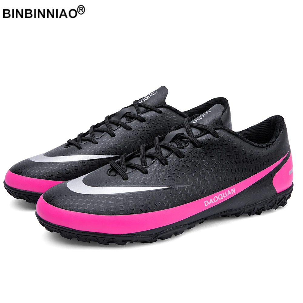 BINBINNIAO Men's Soccer Shoes Ultralight Football Boots Kids Boys Sneakers Non-Slip AG/TF Soccer Cleats Large Size 32-47