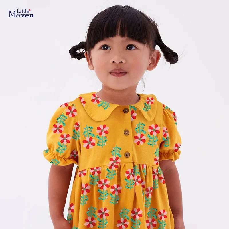 Платье принцессы для девочек летние модели хлопковое платье с воротником-куклой