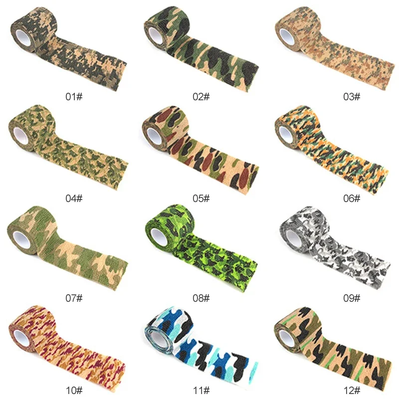 

1PCS Hunt Disguise Plastic Wrap Tape Self Adhesive Retractable Sports Protector Ankle Knee Arm Bandage Outdoor Camouflage Tape