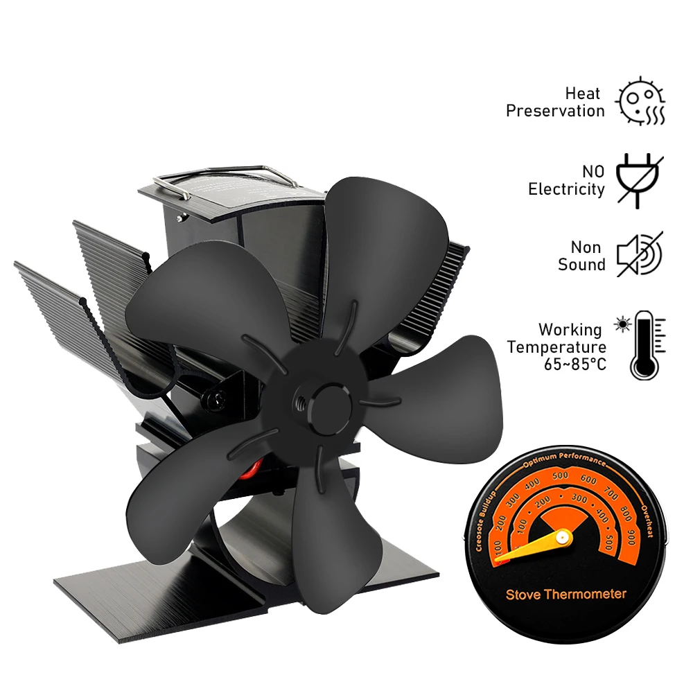 Buy 5 bıçaklı ısı ile çalışan soba fanı Mini şömine fanı odun brülörü eko Fan sessiz şömine Fan ısıtıcı verimli ısı dağılımı