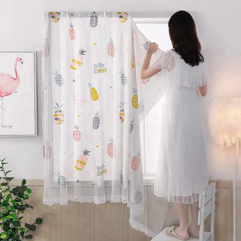 

Velcro curtains without perforation installation for bedroom shading cloth for small windows double curtains for living room