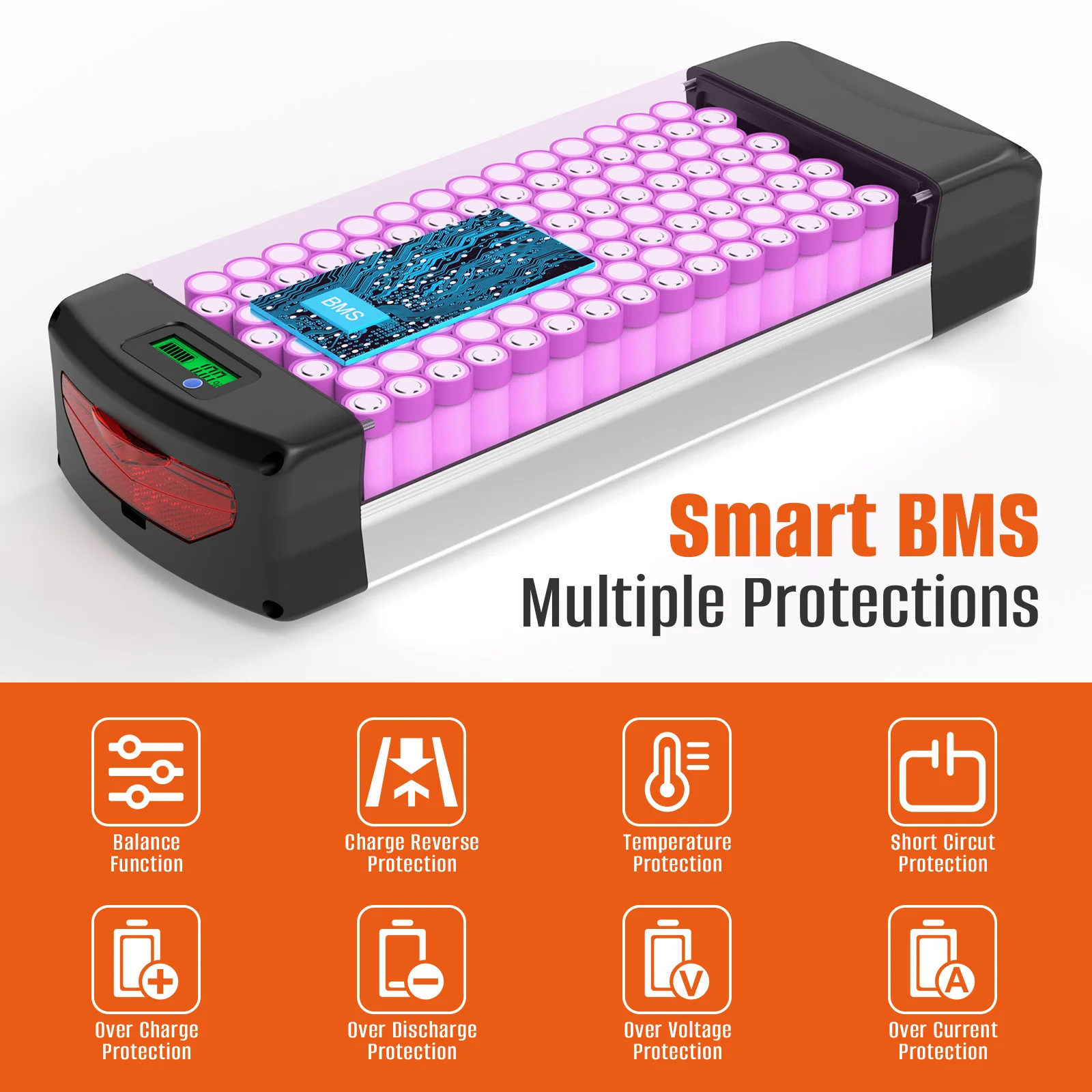 Оригинальный аккумулятор для электровелосипеда 72 в 60 задняя стойка 52 48 36 В