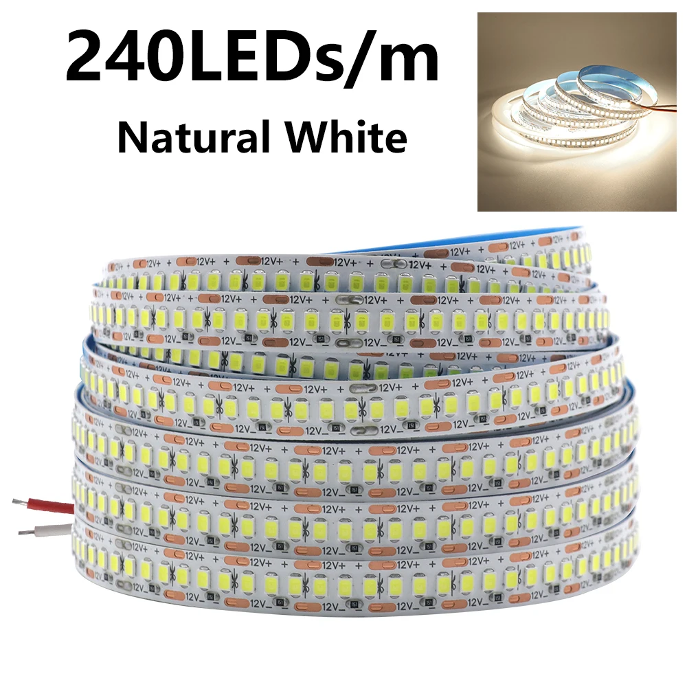 

Светодиодная лента 12В 5м белая SMD 2835 120/240 светодиодов/м