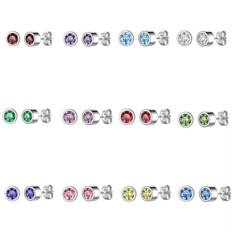 Серьги-гвоздики из нержавеющей стали с камнем красочные серьги кубическим