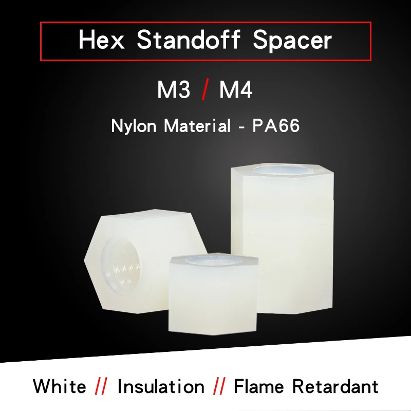 

25-30 PCS White Hex Nylon Standoff Spacer Screw M3 M4 Flat Head Double Pass Nylon Plastic Spacing Screws Hexagon Stud