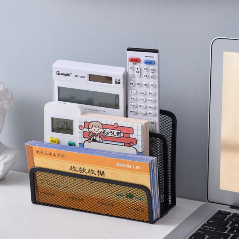 Подставка для блокнота и бумаги 3-уровневый черный металлический сетчатый