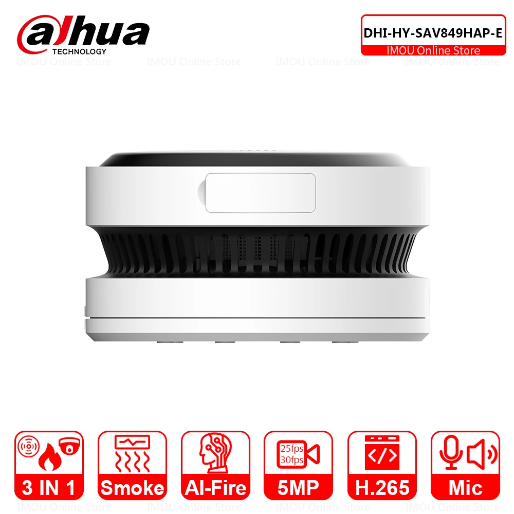 DAHUA дымовая зондирующая сетевая ip-камера 5MP IR AI-Обнаружение пламени двусторонний