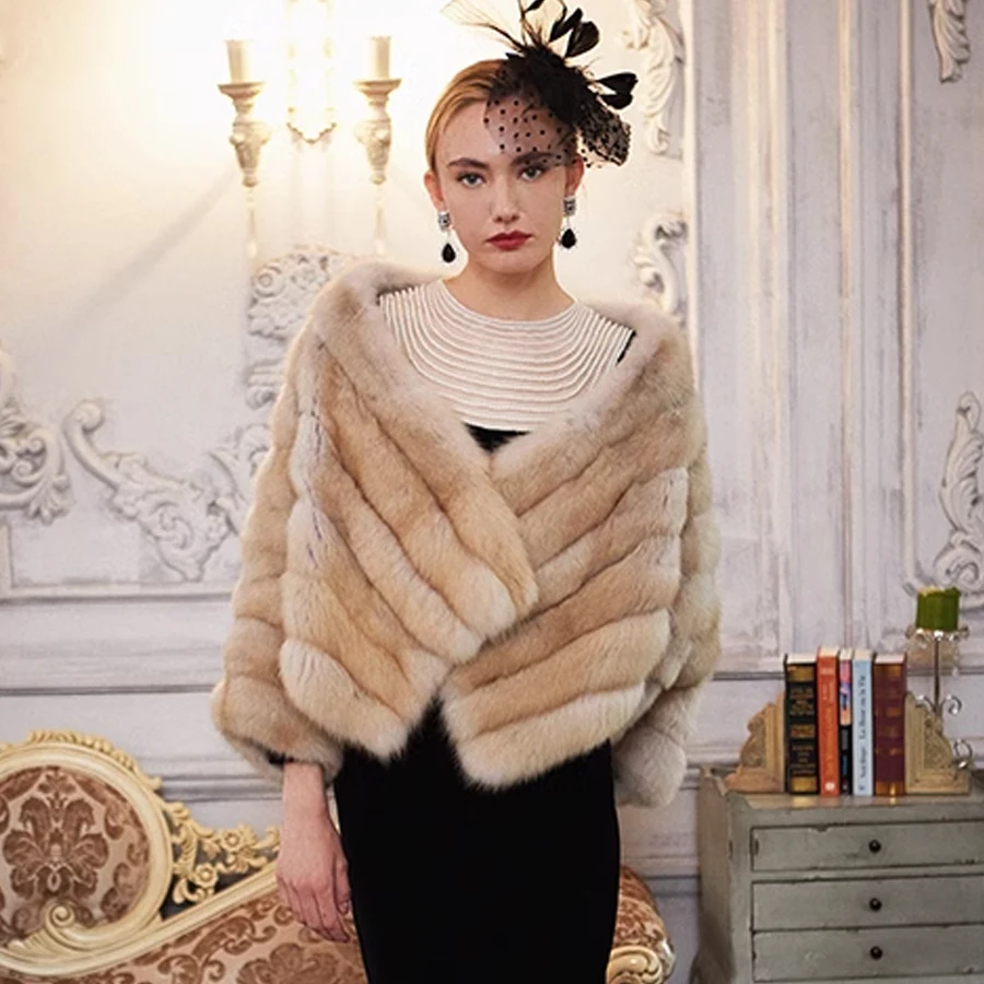 

Real Fox Fur Shawl Women Genuine Fur Shawl Luxury Brand Winter Real Fur Poncho Natural Fox Fur