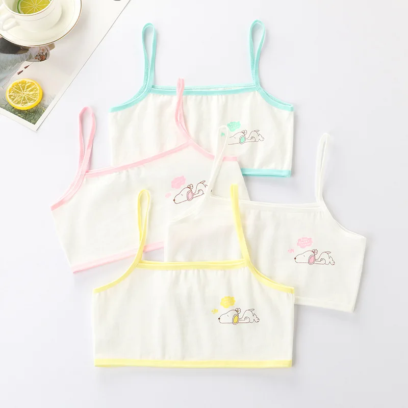 

3PC Girls Training Bra Breathable Tube Thin Strap Cotton Student Girl Underwear Small Sling Bra 8-14 Years Kids Cute Bras 10