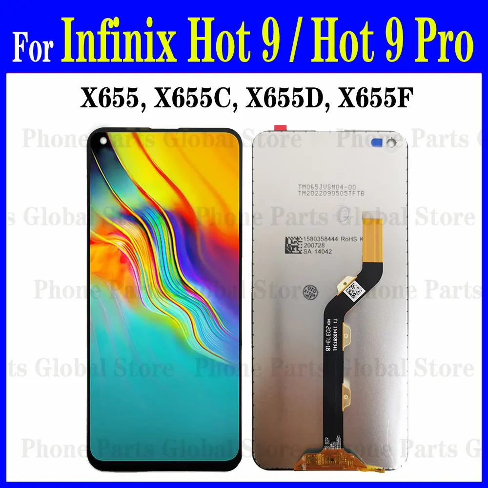 ЖК-дисплей 6,6 дюйма X655 для Infinix Hot 9 Pro X655F, дисплей X655C X655D Hot 9, сенсорный дигитайзер, датчик в сборе, замена