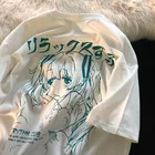 Женская одежда, Женская футболка Y2k, японская футболка в стиле Харадзюку, милые футболки с графическим принтом аниме, футболка большого размера d, гранж-топ