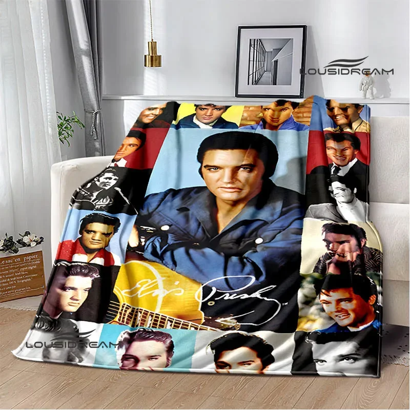 Фото Одеяло с принтом E-Elvis-Presley в стиле ретро, одеяла для кроватей, одеяла для пикника, фланцевое одеяло, мягкое и удобное одеяло, подарок на день рождения №5
