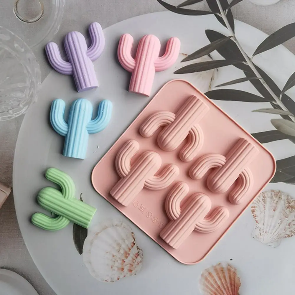 

4-Cavity Cactus Ice Cube Tray Cacti Silicone Mold Chocolate Candy Cookie Fondant Jello Gummy Mould Baking Candle Cake Decoration