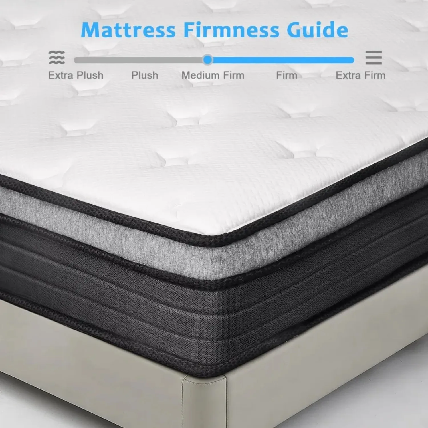 Queen Size Mattress 10 Inch Bed-in-a-Box Hybrid Individual Pocket Spring Medium Firm Mattresses