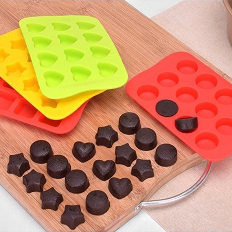 

12 Grids Silicone Ice Cube Tray Multi-shape Ice Block Maker Mold Easy Release Chocolate Mould Kitchen Gadgets Bar Accessories