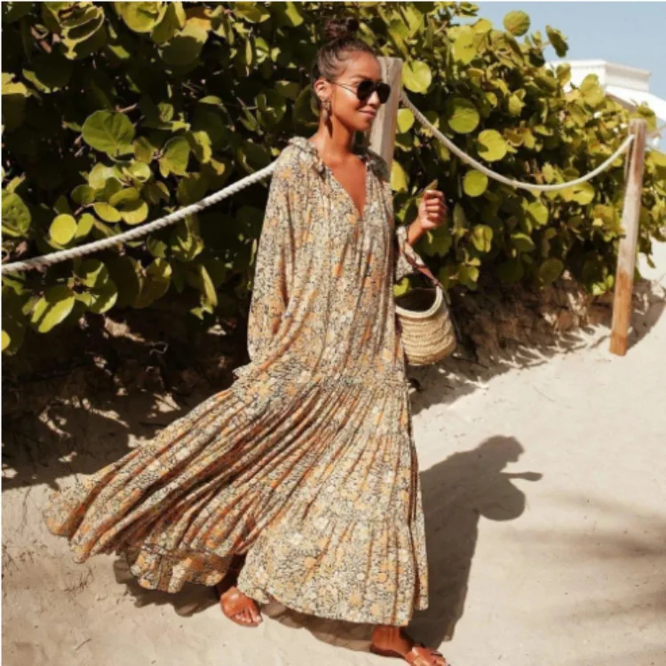 

Summer Bohemian Women's Long Dress Oversize Beach Elegant Dresses Female Autumn Fashion Trendy Casual Loose Holiday Lady Clothes