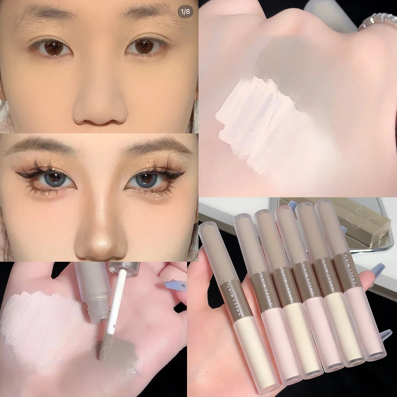 

Lasting Double-ended Highlighting Contouring Concealer Stick Pen Cement Grey Three-dimensional Nose Shadow Bronzers Makeup Pen