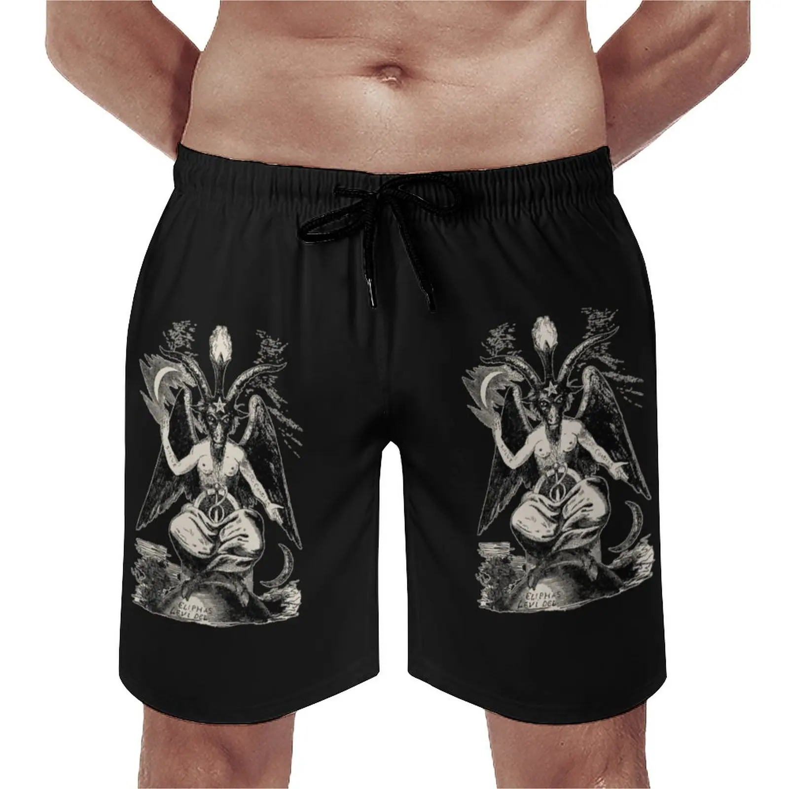 

Летние шорты для спортзала Baphomet, модные шорты с рисунком дьявола, V-образной планкой, мужские удобные повседневные плавки с рисунком
