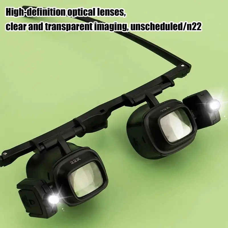 Фото Лупа-микроскоп на голову с увеличением 2x/6x/8x/12x/24x, с LED-подсветкой, для ремонта часов и ювелирных изделий №3