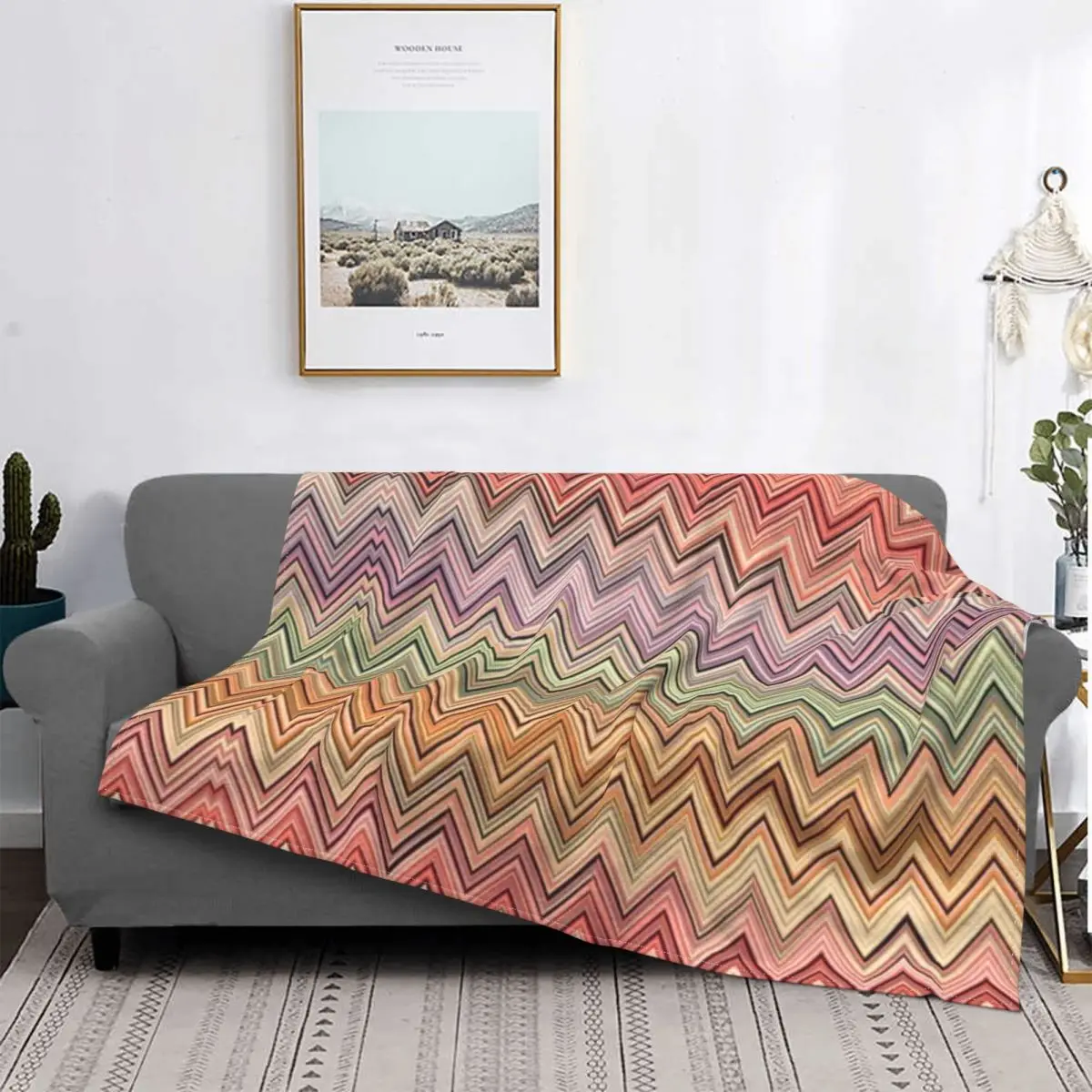 

Camouflage Zigzag Throw Blanket Warm Flannel Bohemian Ultra-Soft Plaid Fleece Geometric Blankets for Bed Office Sofa Quilt