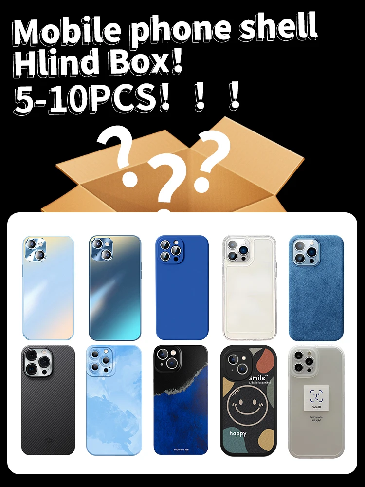 

5-10PCS random Case on For iPhone 11 12 13 Pro Max Mini X XR 7 8 Plus SE 2020 Clear Back Cover Mystery Box