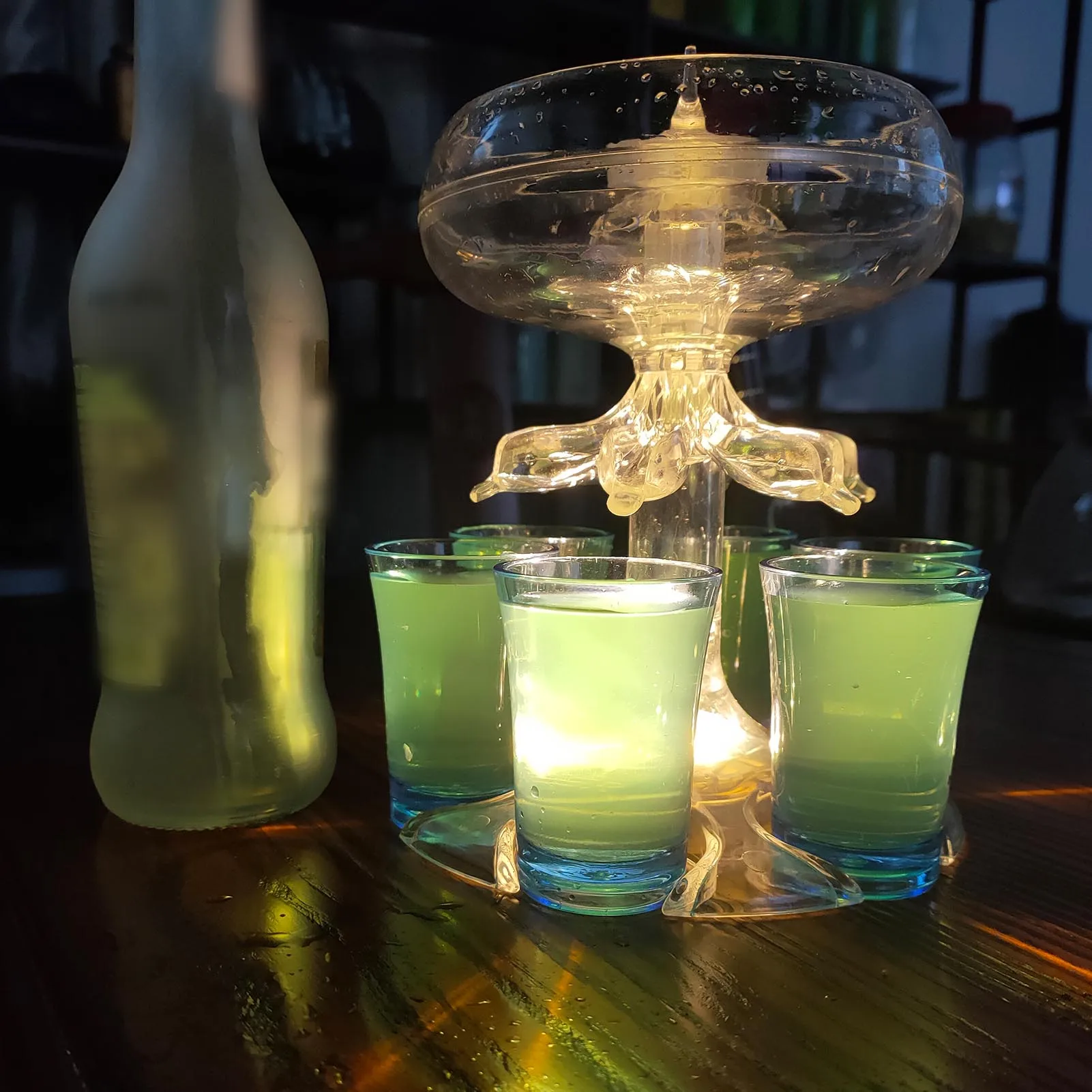 

Lighting 6 Shot Glass Dispenser Holder Wine Whisky Beer Dispenser Rack Bar Accessory Drinking Party Games Glass Dispenser