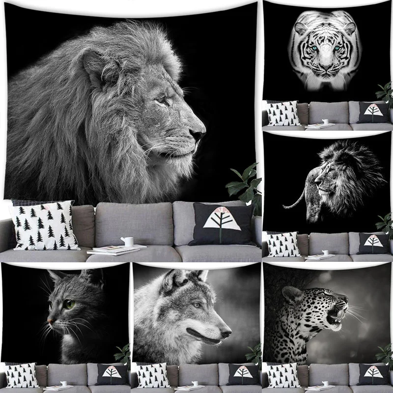 

Гобелен с медведем, настенный подвесной Жираф с Львом, тигром, волком, медведем, гобелен, украшение для вечерние НКИ, фоновое украшение для с...