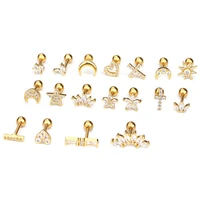 stainless steel multiple shapes labret stud earrings ear cartilage tragus helix body piercing jewelry for women girls