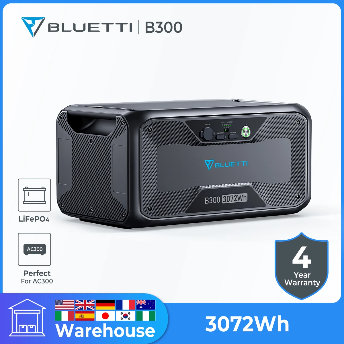 BLUETTI B300 Expansion Battery 3072Wh LiFePO4 Battery Pack for Power Station AC300/AC500/AC200MAX/AC200P/EB240/EP500Pro