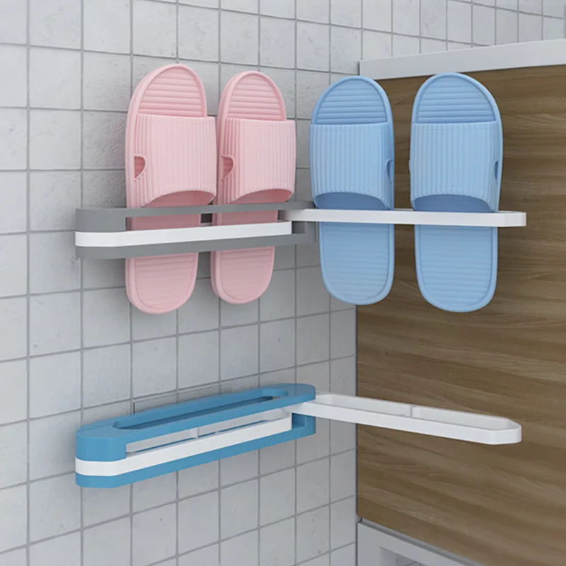 

Slippers Rack 3in1 Hanging Shoe Organizers Bathroom Towel Rack Folding Holder Shoes Hanger Rack Non Perforated Installation