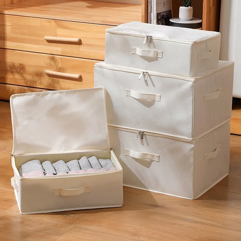

Fabric Washable Quilt Storage Bag With Zipper Clothing Pants Underwear Storage Basket Large Capacity Foldable Organizers Box