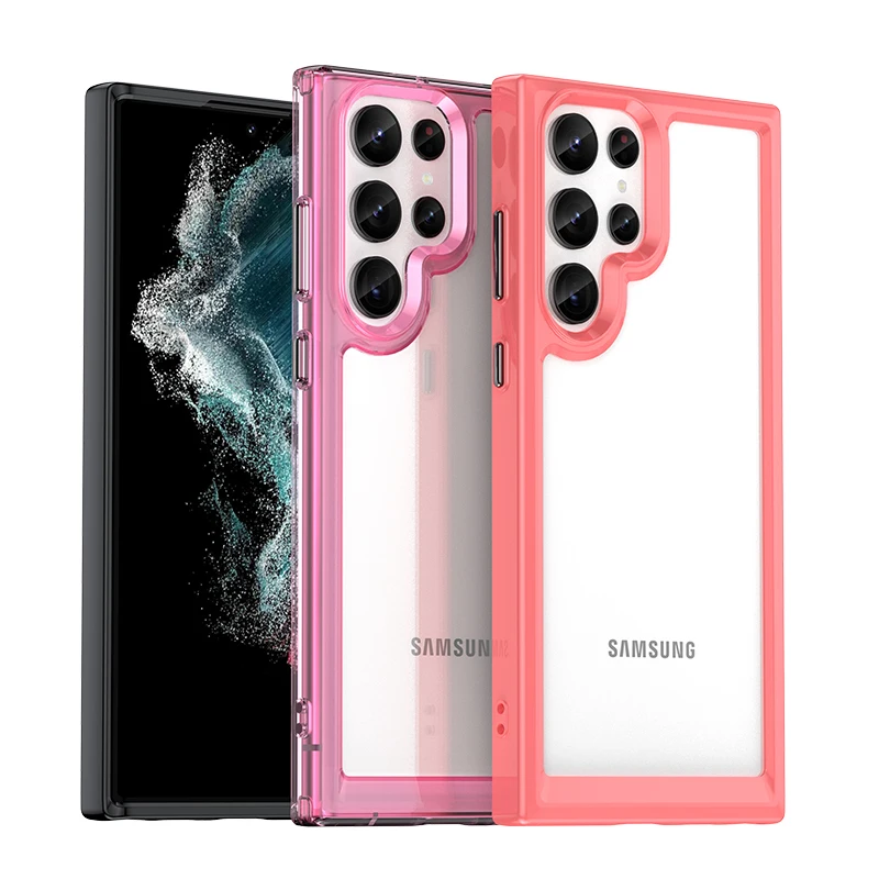 

Shockproof Case For Samung Galaxy S22 Ultra Cover Soft Frame + Acrylic Back + Comfortable Keys Coque Cases For Samsung S 22 Plus