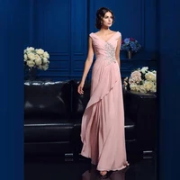 laxsesu pink a line mother of the bride dresses chiffon beaded appliques long wedding guest gown 2022 plus size