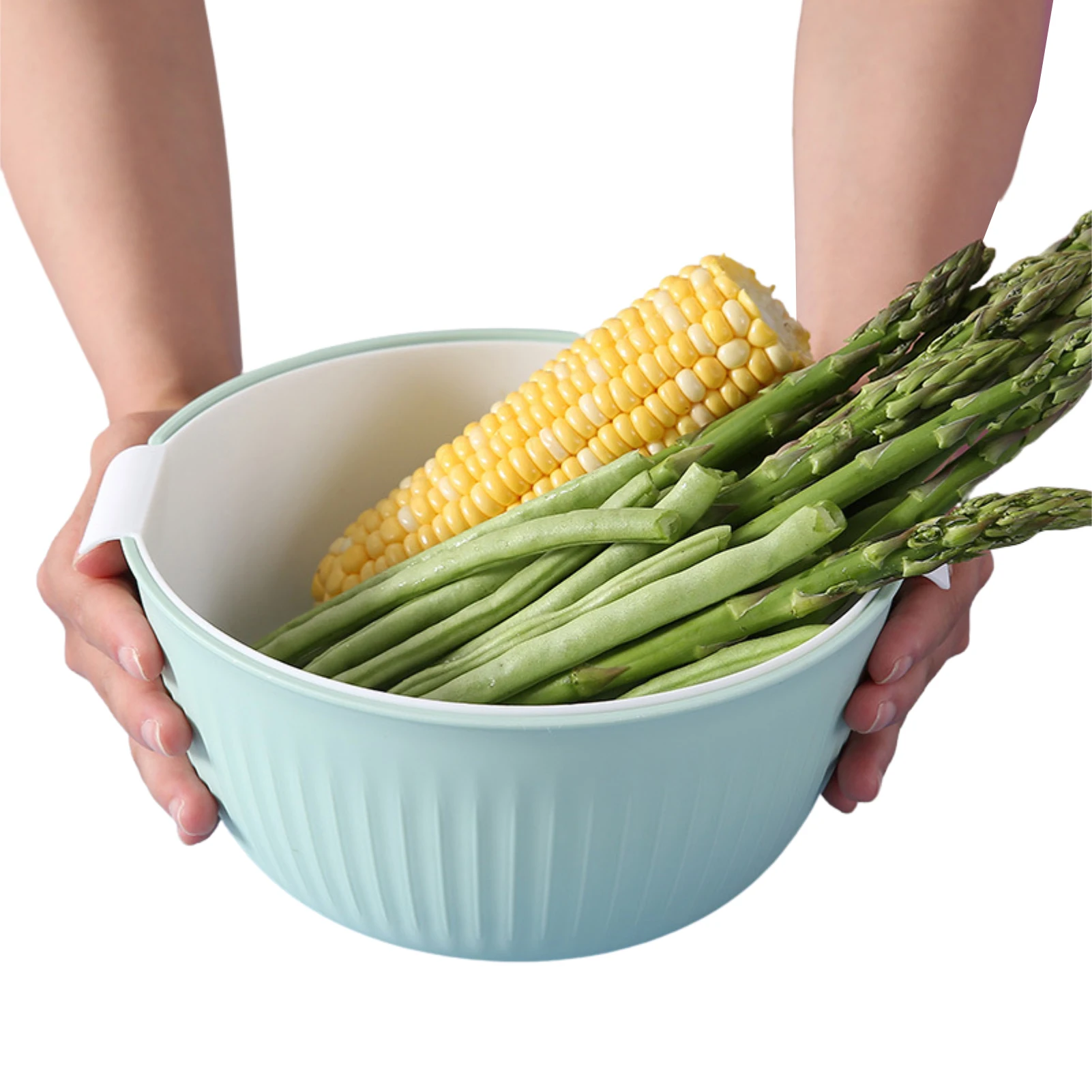 

Strainer With Bowl Vegetable Washing Basket Kitchen Colander Bowl Set Washing Bowl And Strainer 2 In 1 Detachable Vegetable