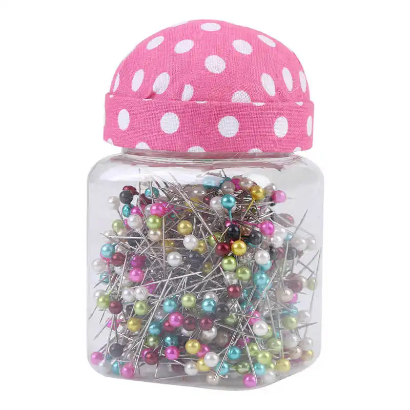 

500Pcs/Box 37cm Colorful Round Pearl Head Needles Stitch Straight Push Sewing Pins For Dressmaking DIY Sewing Tools Positioning