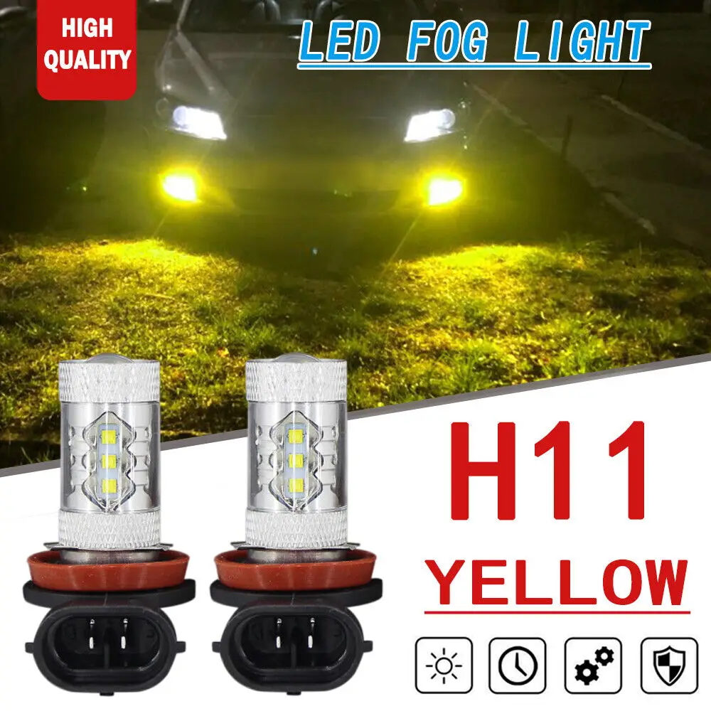 

2pcs 160W H11 Yellow LED Fog Light For VW Jetta Passat 2012-2019 /Golf 2015-2019