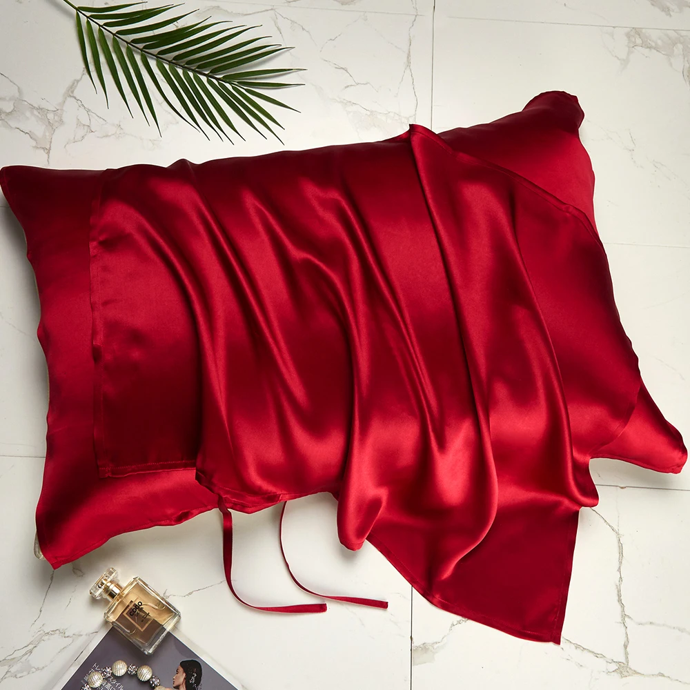 

16 Momme 74cm*52cm Silk Pillow Towel 100% Mulberry Silk Pillow Cover Solid Color Lacing Pillowcase