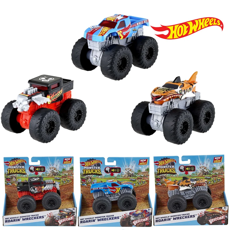 

Hot Wheels HDX60 Monster Roarin Wreckers Race Ace Truck Tiger Shark Truck Bone Shaker Truck 1:43 Monster Trucks Kids Toys Gift