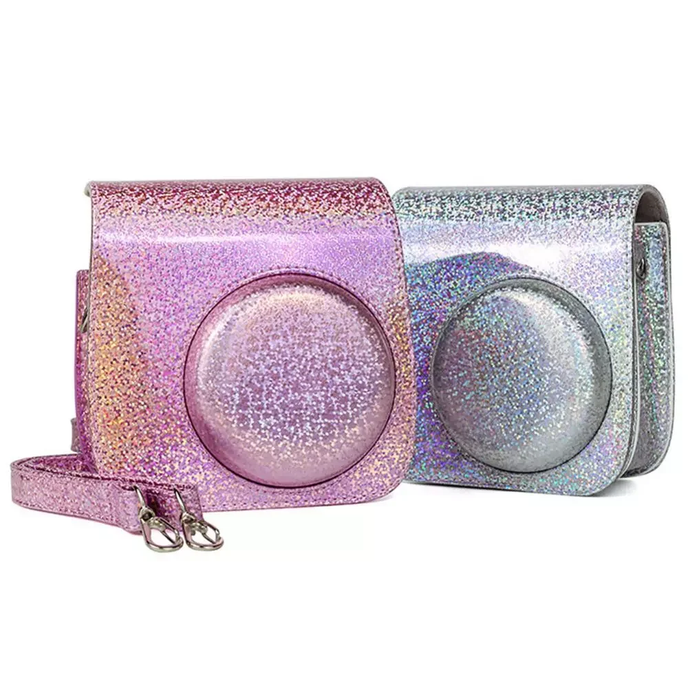 

Portable Shoulder Camera Bag Protective Case Colorful Crystal glitter Leather Camera Bag for Fujifilm Instax Mini 8/ MINI8+/ 9