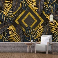 nordic modern palm leaf floral plant leaves tv background wall murals living room hotel interior home decor creative wallpapers