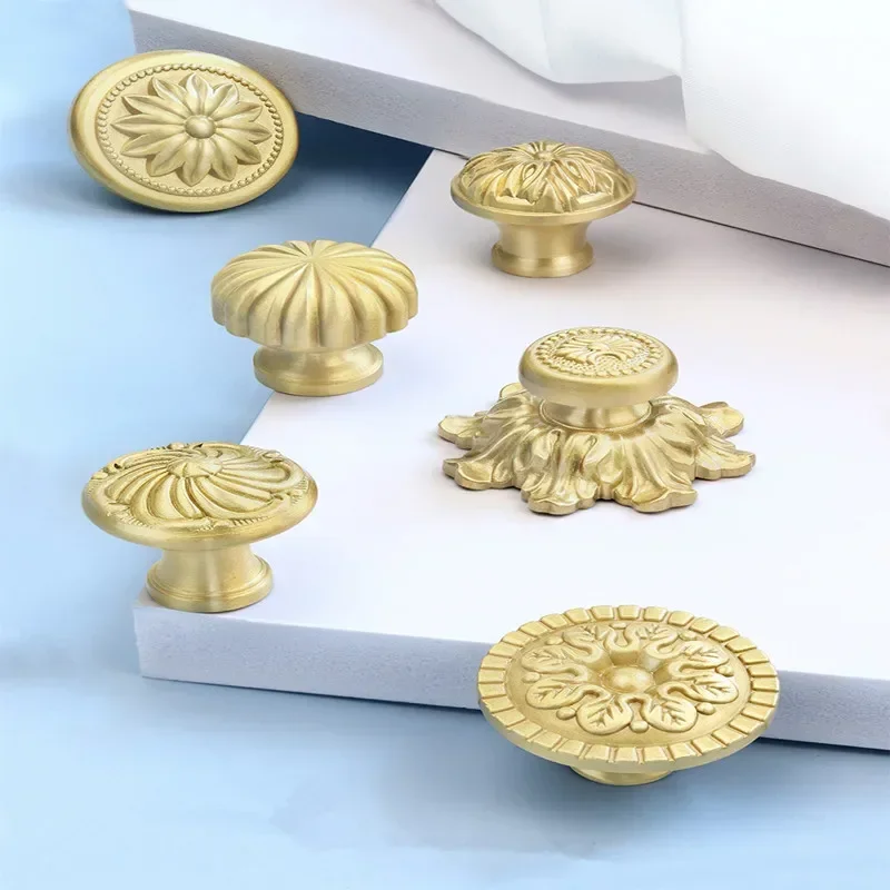 Современные простые однотонные латунные ручки для ящиков роскошные благородные
