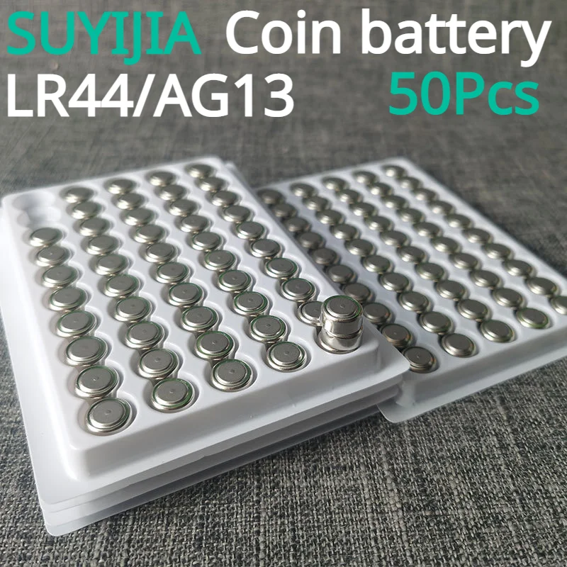 

SUYIJIA 50pcs Button Battery LR44/AG13 1cm Coin Battery for Watch Calculato Car Key Remote Control Button Coin Cell