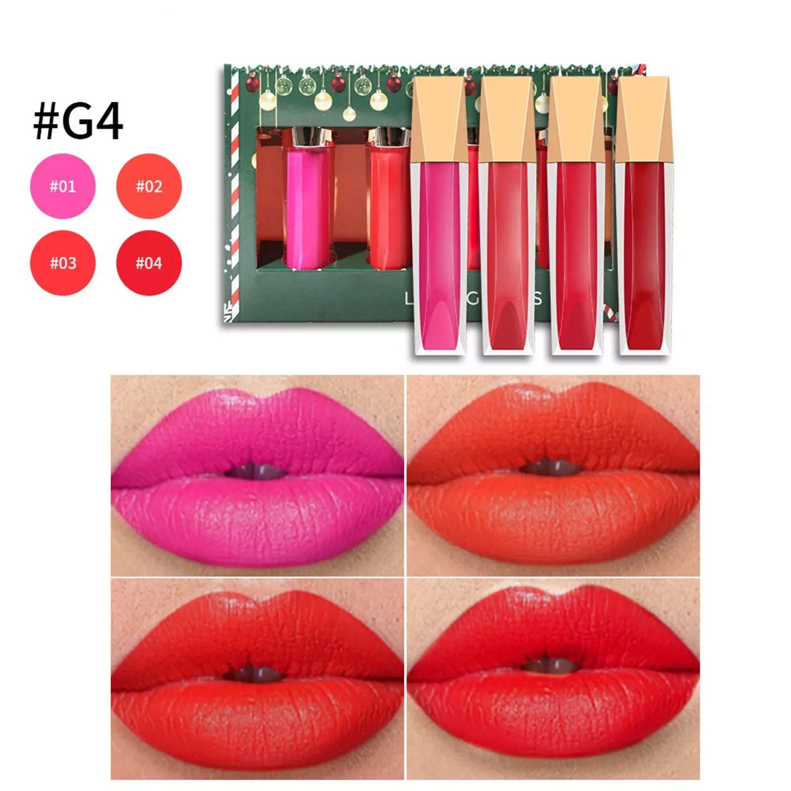 

NEW2023 Beauty for Real Lip Gloss Sunlight Mattes Lip Gloss Set Christmas Gift Box 4 Loose Glitters for Lip Gloss Lip Gloss Scen