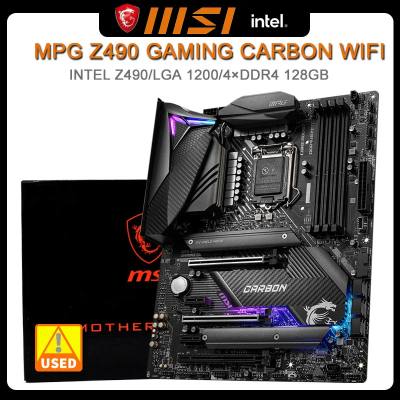 MSI MPG Z490 игровой карбоновый Wi-Fi LGA 1200 материнский корд DDR4 материнский корд 128 ГБ PCI-E 3,0 USB3.2 ATX для Core i5-10500 cpus