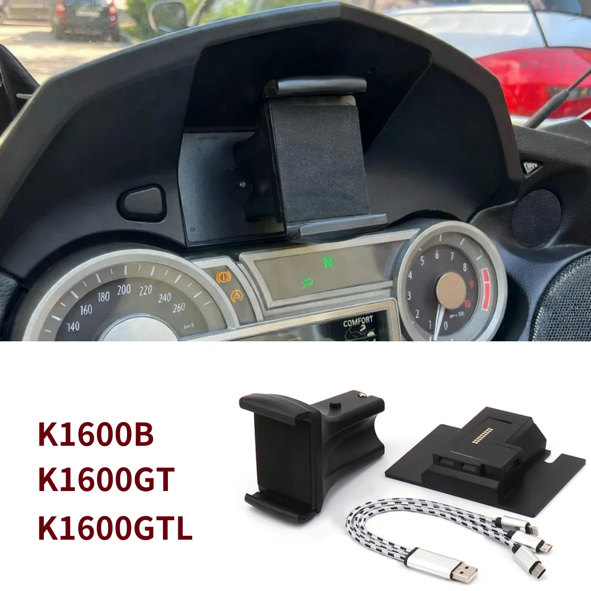 Фото K 1600 B GT GTL мотоциклетный держатель для телефона, навигационный кронштейн, GPS-подставка, крепление для BMW K1600B K1600GT K1600GTL 2011-2020, противоударный №1