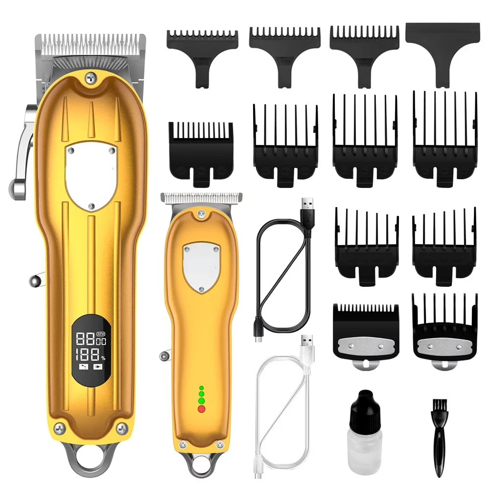 

Hair Clipper Professional Hair Trimmer Barber Clipper Set Beard Trimmer Cordless Hair Cutting Grooming Kit LED Display USB Recha