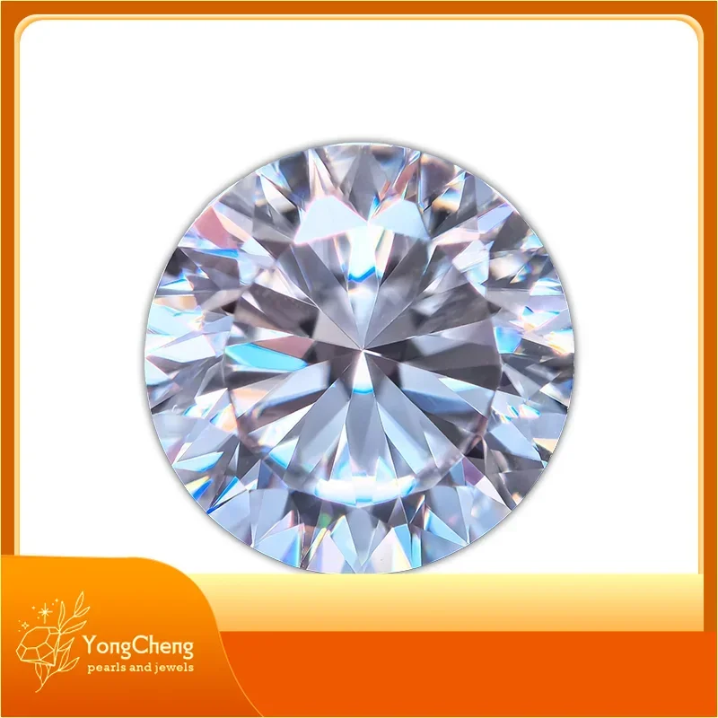 Муассанит камень круглой формы огранка в виде созвездия белый цвет