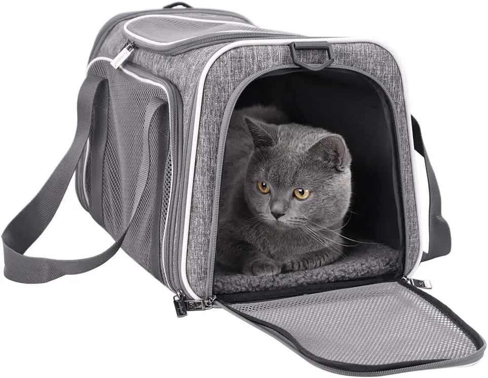 

Easy Vet Visit Pet Carrier for Medium Cats and Small Dogs. Safe, Comfortable and Convenient. Airline Approved, Top Loading and C